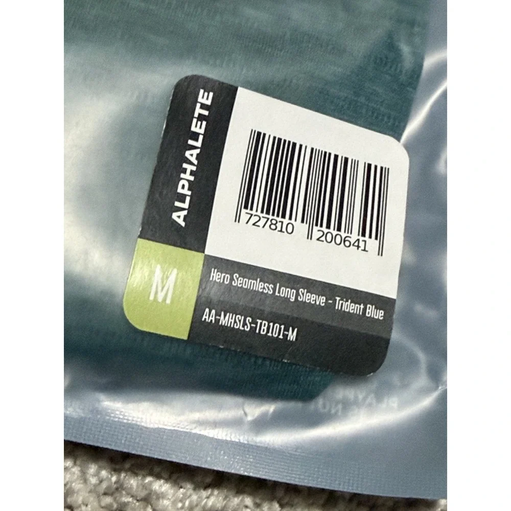 NEW In Bag Men's Alphalete Hero Seamless Long Sleeve In Trident Blue Sz M